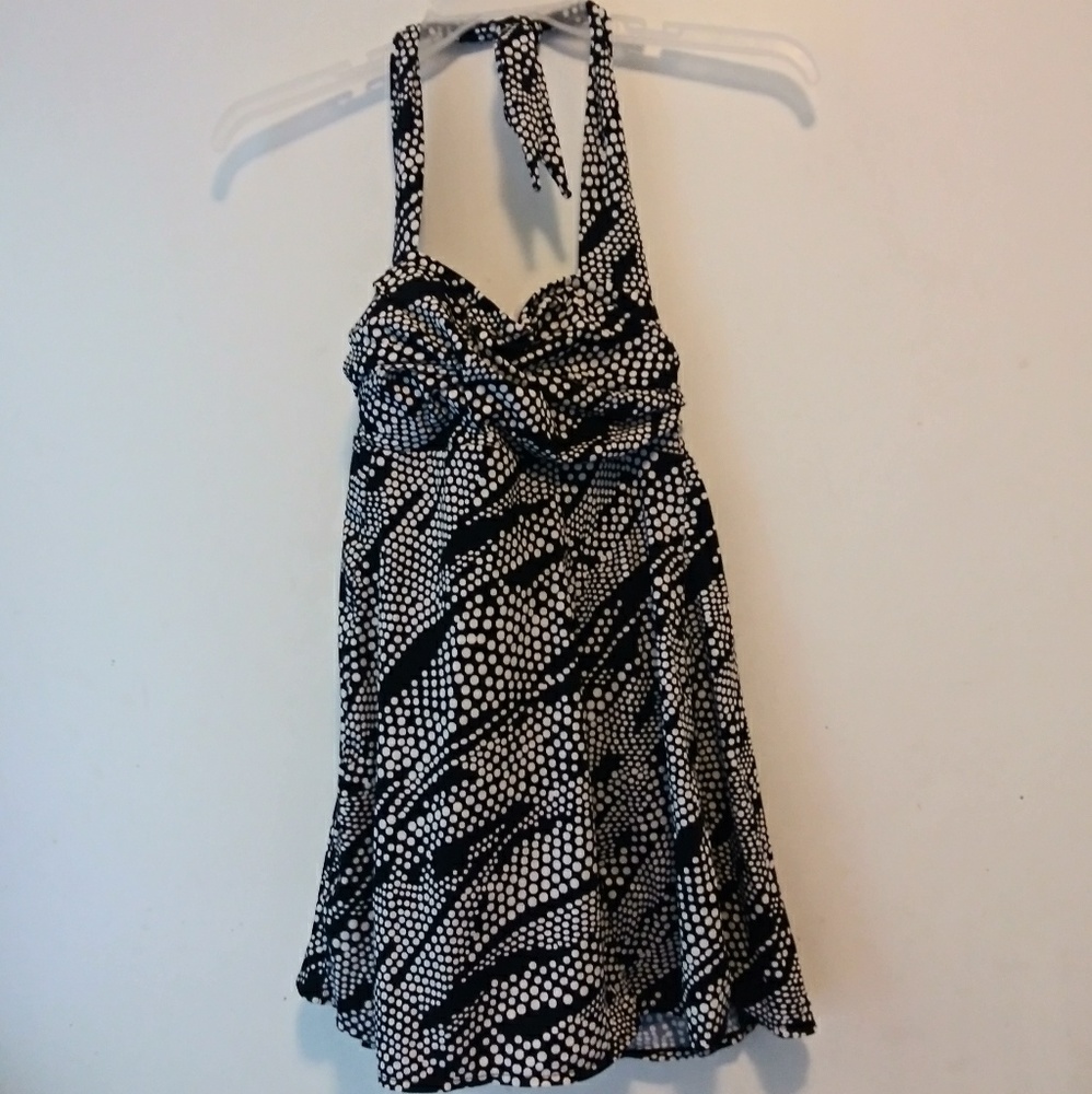 Tropical Escapes one piece bathingsuit skirt sz 16